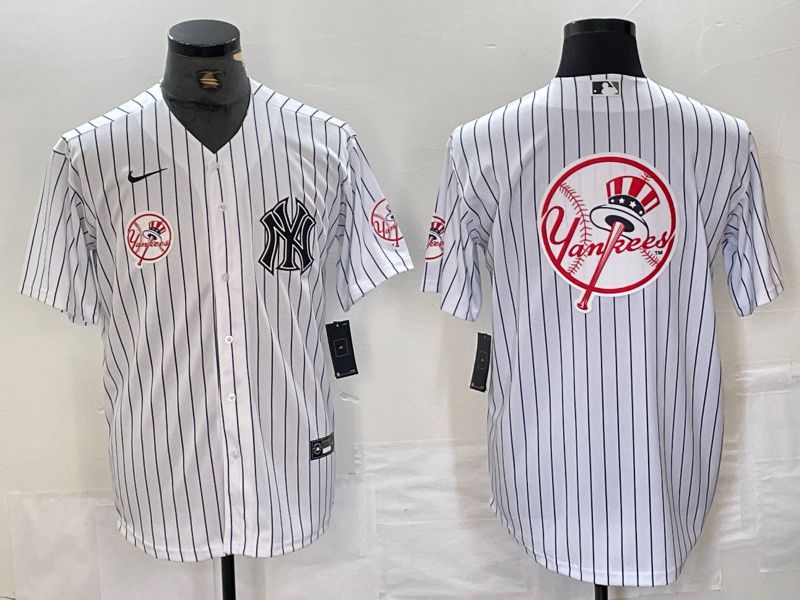 Men New York Yankees Blank White Stripe Second generation joint name Nike 2024 MLB Jersey style 9